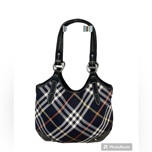 Burberry Blue Plaid Shoulder Bag w/COA - Picture 2 of 11